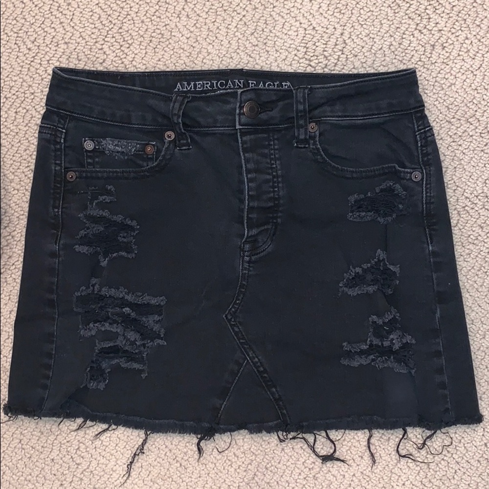 American Eagle Black Denim High Rise Skirt
